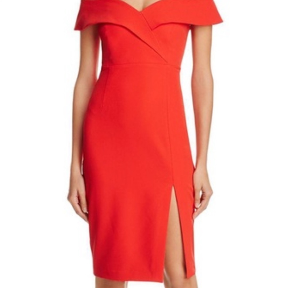 Bardot off the shoulder red dress